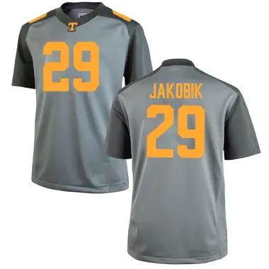 Men's Game Jack-Henry Jakobik Tennessee Volunteers College Jersey - Gray