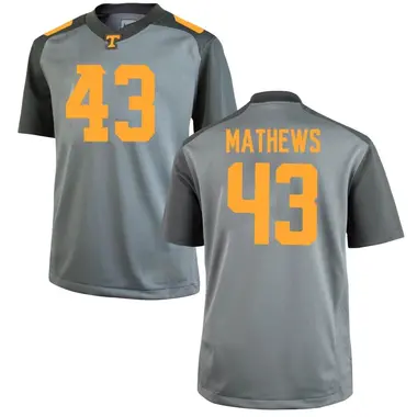 Men's Game Jackson Mathews Tennessee Volunteers College Jersey - Gray